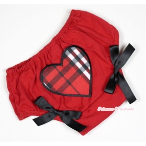 Red Bloomer With Red Black Checked Heart Print & Black Bow BL110 