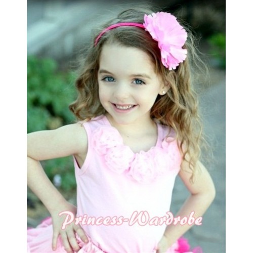 Pink Tank Tops with Light Pink Rosettes TP01 