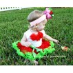White Baby Pettitop & Red Rosettes with Red Green Baby Pettiskirt NG03 