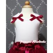 White Tank Top with Raspberry Ribbon and Raspberry Ruffles T338 