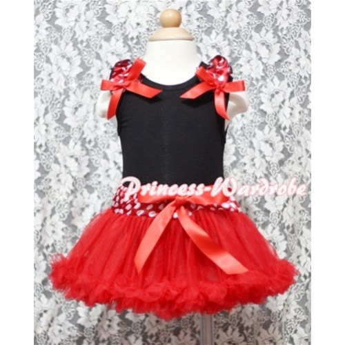 Black Baby Pettitop & Minnie Ruffles & Red Bow Baby with Minnie Waist Baby Pettiskirt NG336 