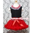 Black Baby Pettitop & Minnie Dot Lacing & Minnie Rosette with Minnie Waist Baby Baby Pettiskirt NG341 