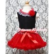 Black Baby Pettitop & Minnie Dot Lacing & Minnie Rosette with Minnie Waist Baby Baby Pettiskirt NG341 