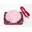 Big Light Pink Rose with Little Cute Hot Pink Leopard Handbag Petti Bag Purse CB147 