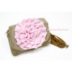 Big Light Pink Rose with Little Cute Khaki Handbag Petti Bag Purse CB149 