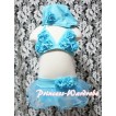 Light Blue Sweet Rosettes Bikini Swimwear with Swim Cap SW50 
