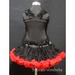 Black and Red Pettiskirt with Matching Black Ruffles Tank Tops MR65 