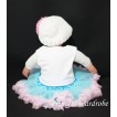 White Baby Pettitop & Light Pink Rosettes with Light Blue Pink Baby Pettiskirt NG42 