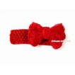 Red Headband With Red Romantic Rose Bow Hair Clip H802 