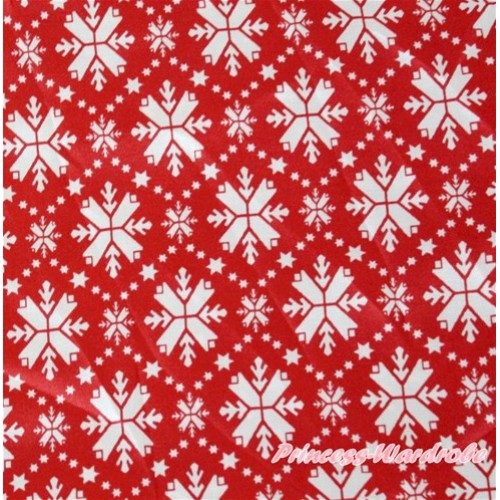1 Yard Red Snowflakes Print Satin Fabrics HG037 