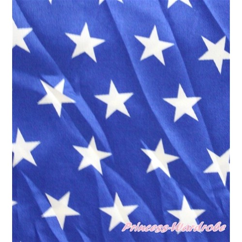 1 Yard Patriotic America Star Print Satin Fabrics HG046 