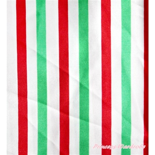 1 Yard Red White Green Striped Print Satin Fabrics HG060 