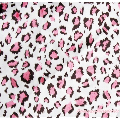 1 Yard Light Pink Leopard Print Satin Fabrics HG061 