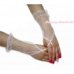 White Lace See Through Wedding Princess Costume Fingerless Gloves PG001 