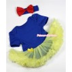 Royal Blue Baby Jumpsuit Yellow Pettiskirt With Royal Blue Headband & Optional Bow JS257 