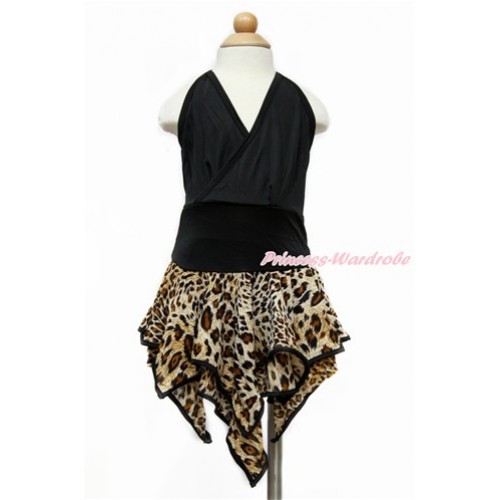 Black Halter Leopard Latin Dress Up Dance Dress B256 