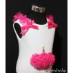 White Birthday Cake Tank Top with Hot Pink Rosettes and Ruffles& Bow TC01 
