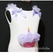 White Birthday Cake Tank Top with Light Purple Rosettes and Ruffles&Bow TC11 