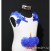 White Birthday Cake Tank Top with Royal Blue Rosettes and Bow TC12 