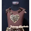 Leopard Sweet Heart Brown Tank Top with Cream White Ruffles Brown Bows TM185 