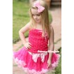 Hot Pink Romantic Rose Strap Pettitop With Light Pink Feather Rosettes With Rose Fusion Waist Hot Light Pink Pettiskirt MR228 