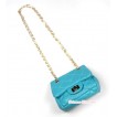 Gold Chain Aqua Blue Checked Little Cute Petti Shoulder Bag CB50 