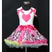 Hot Pink Floral Pettiskirt with Hot Pink Heart & Hot Pink Floral Ruffles Hot Pink Bow White Tank Top MM149 