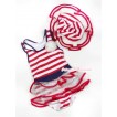 Red White Striped Sailor Swimming Suit with Cap SW62 