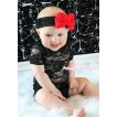 Black See Through Baby Jumpsuit with Black Headband & Red Rose Bow TH475 