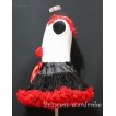 Black Red Pettiskirt With White Birthday Cake Tank Top with Red Rosettes &Red Ruffles&Bow MC08 
