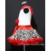 Red Zebra Pettiskirt With White Birthday Cake Tank Top with Red Rosettes &Red Ruffles&Bow MC12 