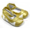 Golden Mix White Striped Crib Shoes S526 