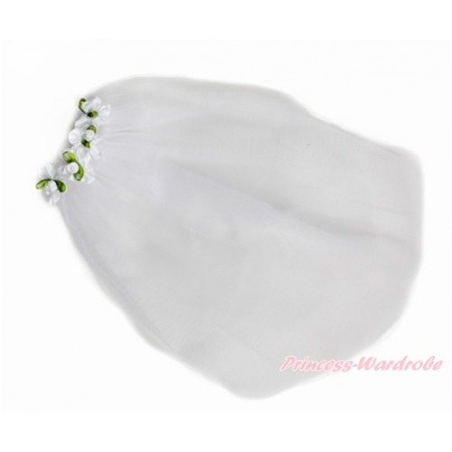 Elegant Pure White Pearl Flowers Wedding Corsage Veil Pet Dog Cat Hain Clip DC112 