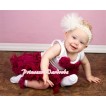 White Baby Pettitop & Raspberry Rosettes with Raspberry Baby Pettiskirt NG355 