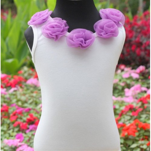 White Tank Tops with Solid Colors Rosettes T00 