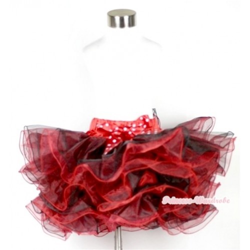 Red Black 8 Layers Full Pettiskirt With Minnie Dots Bow B159 
