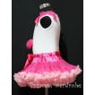 Hot Light Pink Pettiskirt With White Birthday Cake Tank Top with Hot Pink Rosettes &Hot Pink Ruffles&Bow MC19 