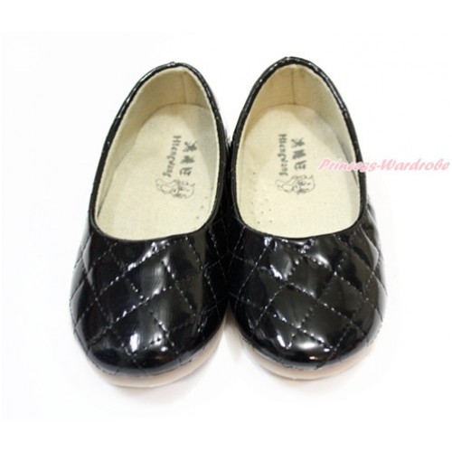 Black Plain Patent Leather Slip On Girl School Casual Shoes 898Black 