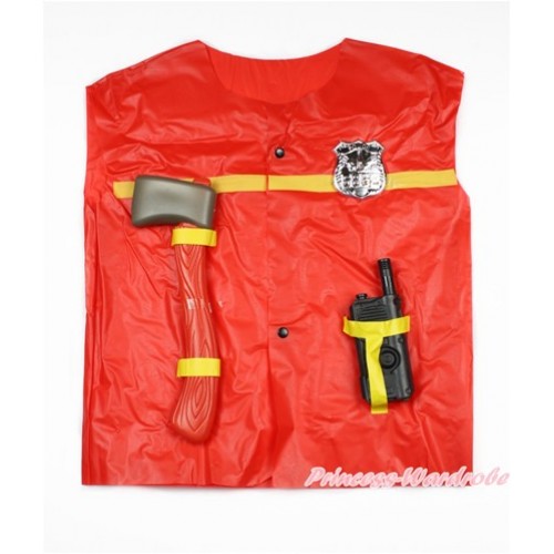 Firefighter With Walkie-Talkie & Axe Dress Up Costume 3PC Set C252 