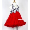 Red Damask with ONE-PIECE Petti Dress with Damask Satin Bow LP17 