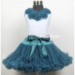 White Tank Tops with Teal Green Rosettes & Teal Green Pettiskirt MG364 