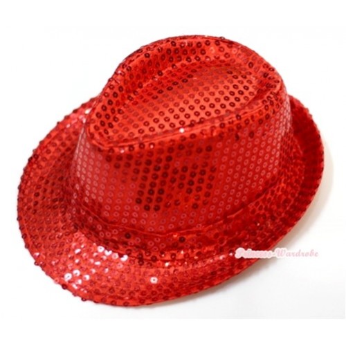 Sparkle Sequin Red Jazz Hat H632 