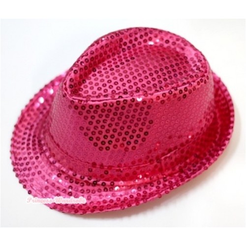 Sparkle Sequin Hot Pink Jazz Hat H637 