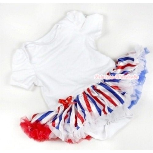White Baby Jumpsuit Red White Royal Blue Striped Pettiskirt JS588 