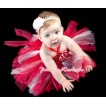 Hot Red Crochet Tube Top with Red White Knotted Tutu HT07 
