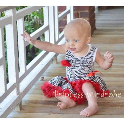 Zebra Print Baby Pettitop & Red Rose with Red Zebra baby pettiskirt NG251 