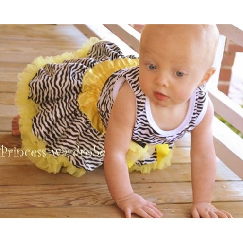 Zebra Print Baby Pettitop & Yellow Rose with Yellow Zebra baby pettiskirt NG256 