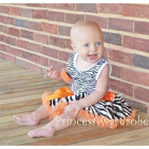 Zebra Print Baby Pettitop & Orange Rose with Orange Zebra baby pettiskirt NG257 