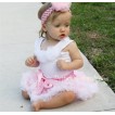 White Baby Pettitop & White Rosettes with Light Pink White Baby Pettiskirt NG92 
