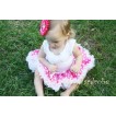White Baby Pettitop & White Rosettes with Hot Pink White Polka Pots Baby Pettiskirt NG06 